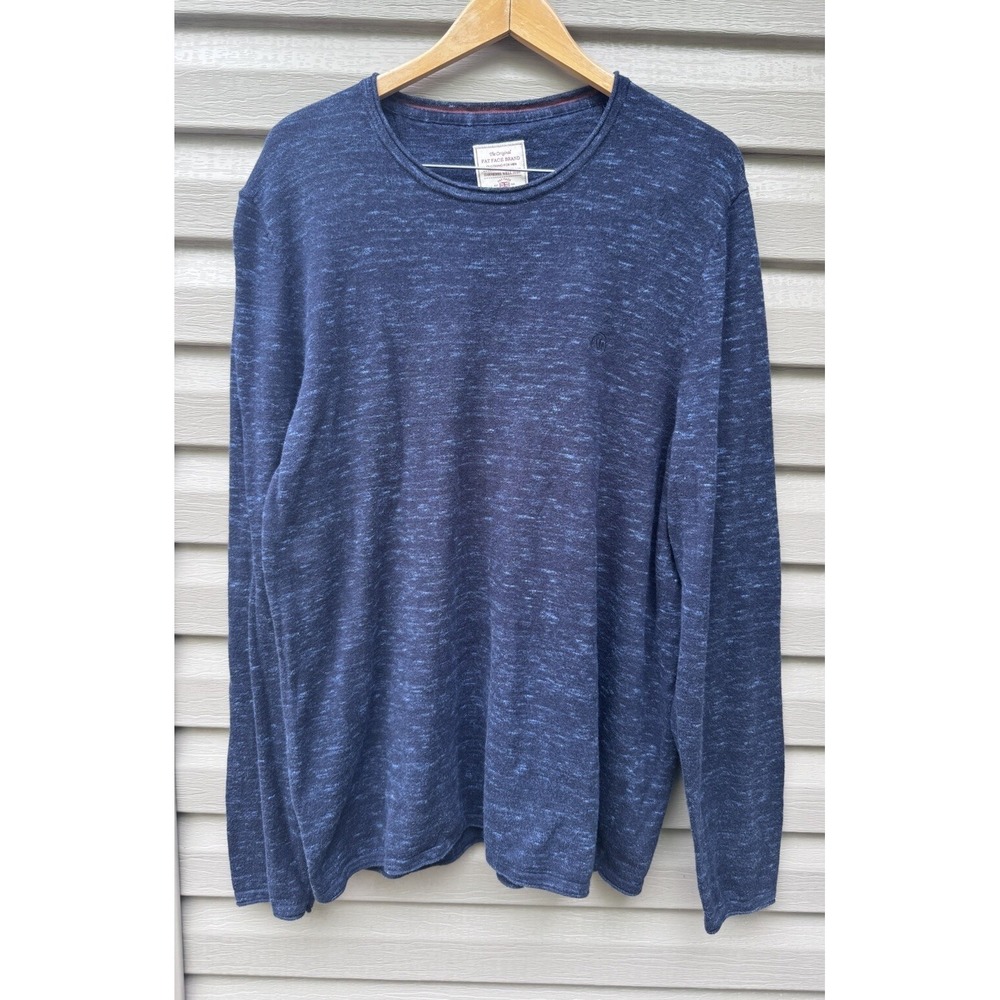 Fat Face Mens Jumper 2XL Marl Heathered Blue Long Sleeve Cotton Cashmere